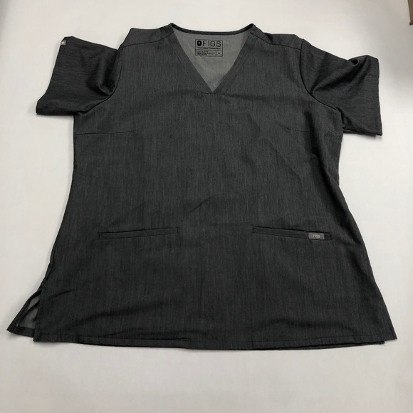 Figs grey technical collection scrub v neck top - Picture 1 of 2